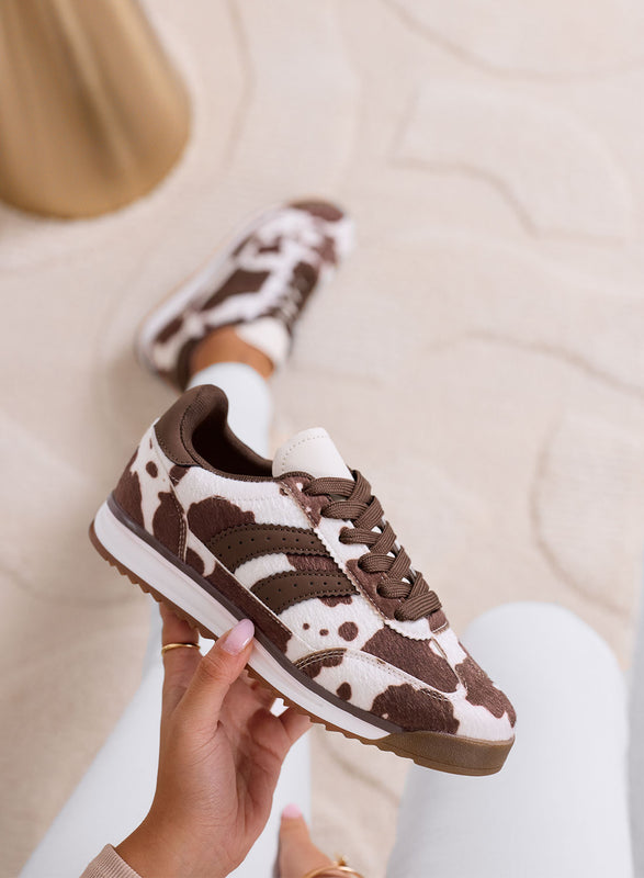 PIERA - Brown animal print sneakers with rubber sole