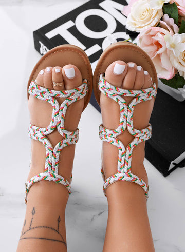 MARIAH - Sandalias planas cuerda plateada