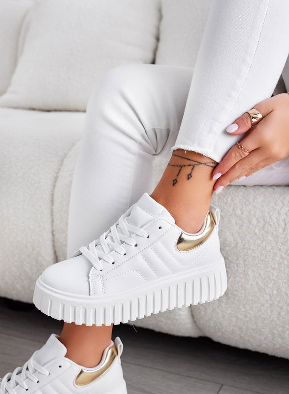 ELIOT - White sneakers with metallic gold heel