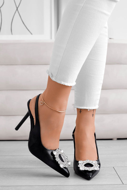 KALEY - Zapatos negros con placa joya