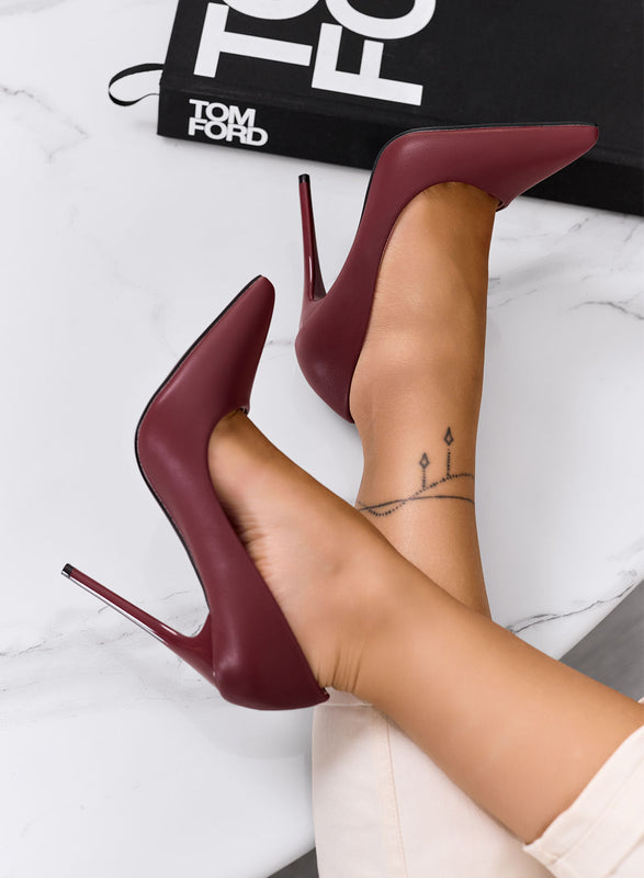ANTAS - Zapatos de salón burdeos con tacón alto