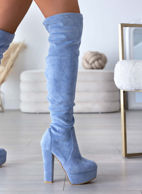 CLORIS - Botas azules Alexoo por encima de la rodilla con tacón alto