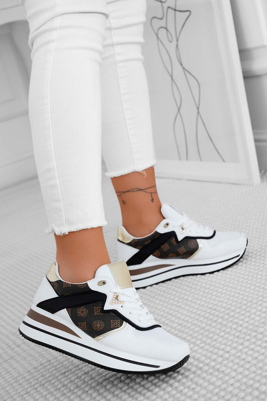 ZENA - Zapatillas blancas con inserciones marrones