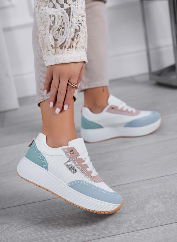 DAVIS - Zapatillas de mujer con suela gruesa y paneles en contraste multicolor