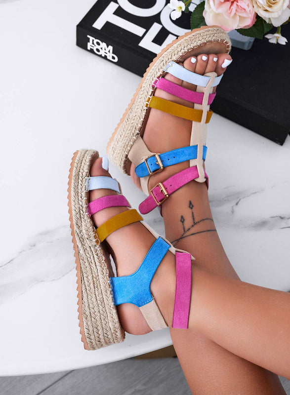 STEFANIA - Sandalias alpargatas cruzadas multicolor