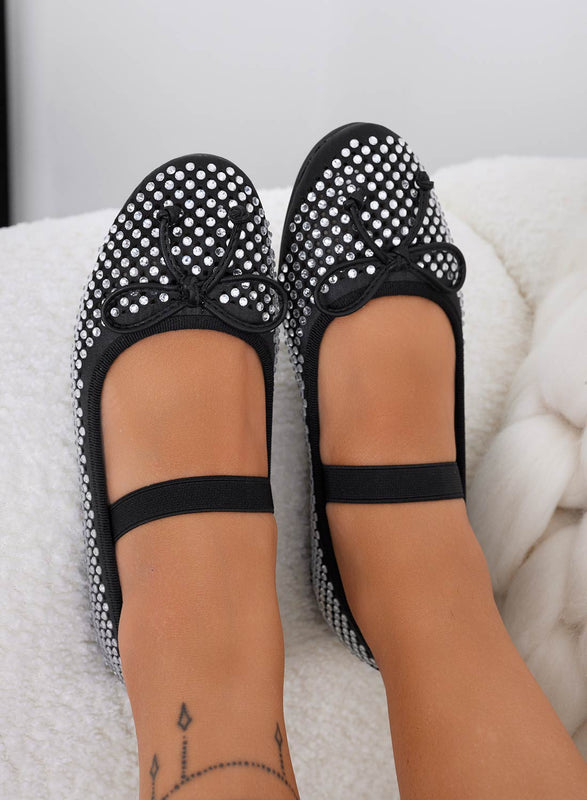 Ballerine nere gioiello con fiocco