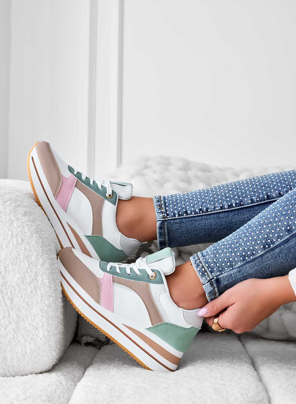 White sneakers with contrasting panels