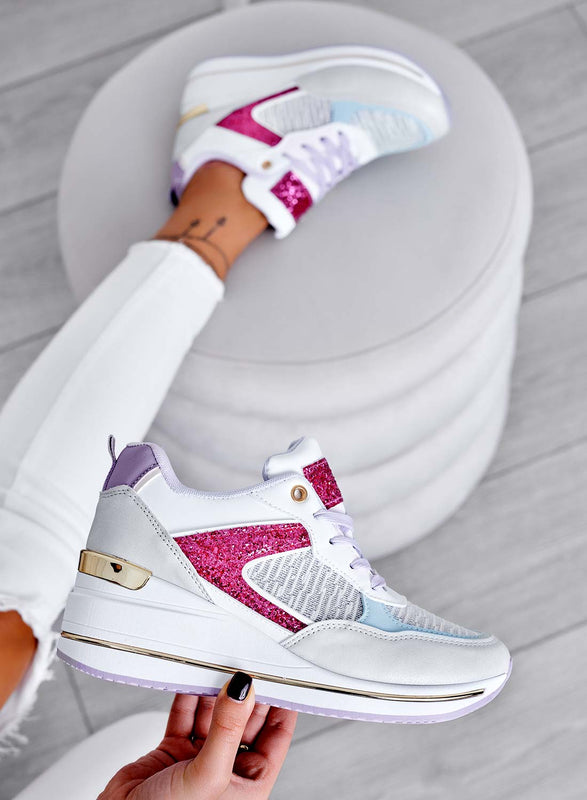 MAGGIE - Zapatillas blancas con inserciones de purpurina