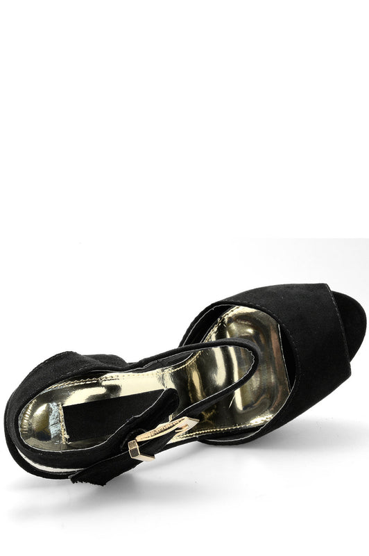 Sandalias de tacón de ante negro
