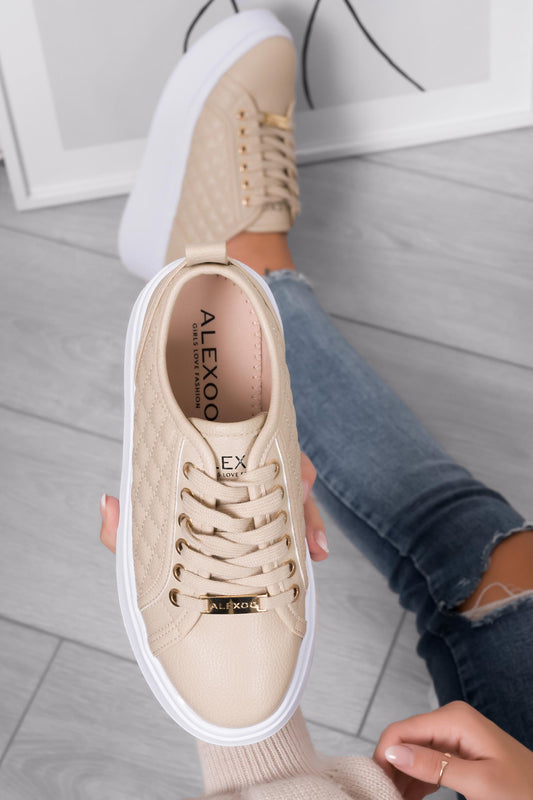 DALILA - Zapatillas Alexoo beige con plataforma y efecto acolchado