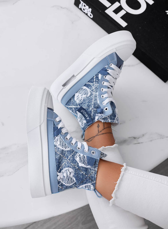 BARTH - Zapatillas altas vaqueras estampadas en azul