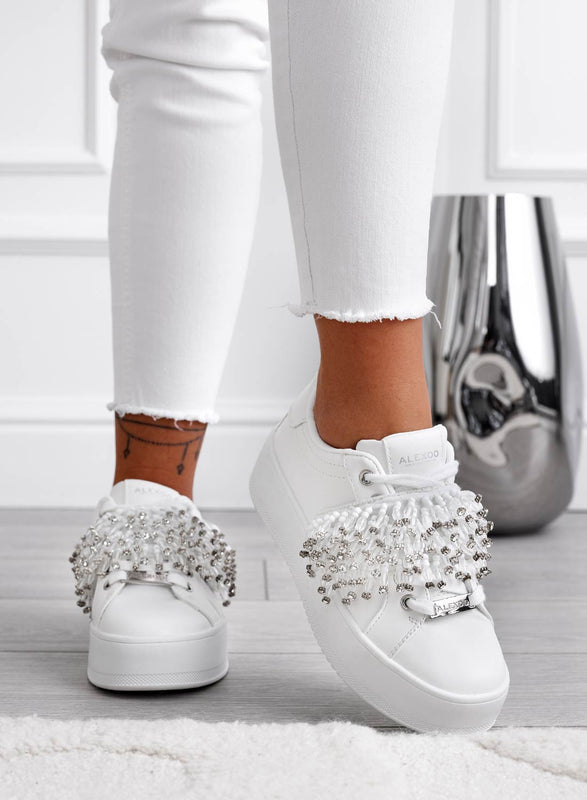 CARRY - Zapatillas alexoo blancas con banda de strass