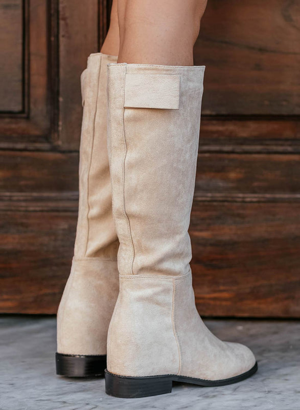Beige Alexoo boots with internal wedge