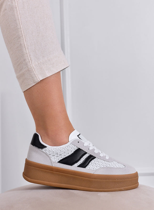 MARISOL - Sneakers grigie con inserti neri e suola in gomma