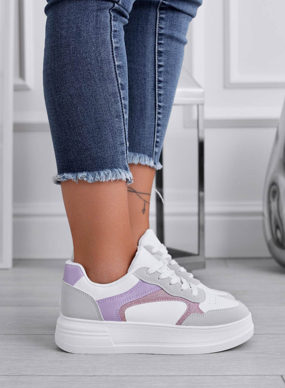 FRIDA - Zapatillas blancas con detalles grises y lila