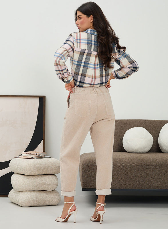 High-waisted Mud Corduroy Trousers