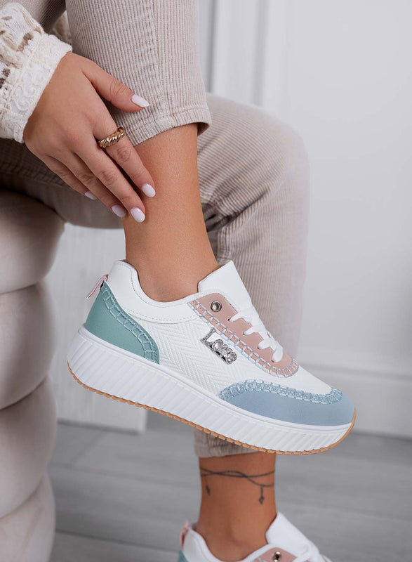 DAVIS - Zapatillas de mujer con suela gruesa y paneles en contraste multicolor