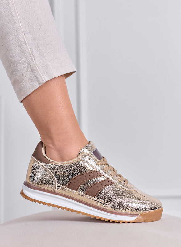 PIERA - Zapatillas marrones con estampado animal print y suela de goma