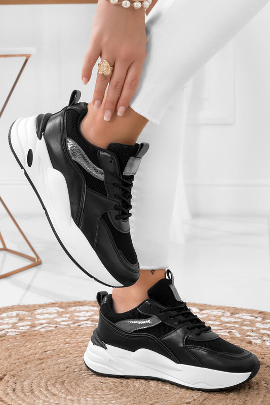 MOLLY - Zapatillas negras con detalles plateados