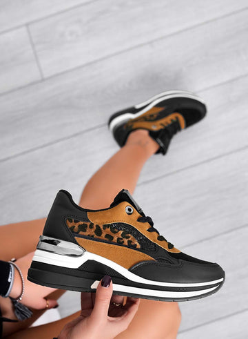 Sneakers nere con inserti glitter e maculati