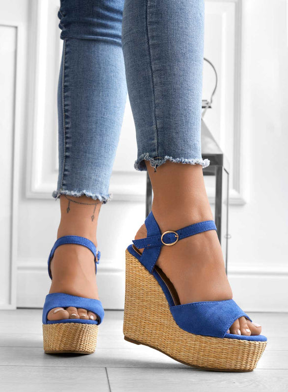 DAKOTA - Alexoo blue wedge sandals