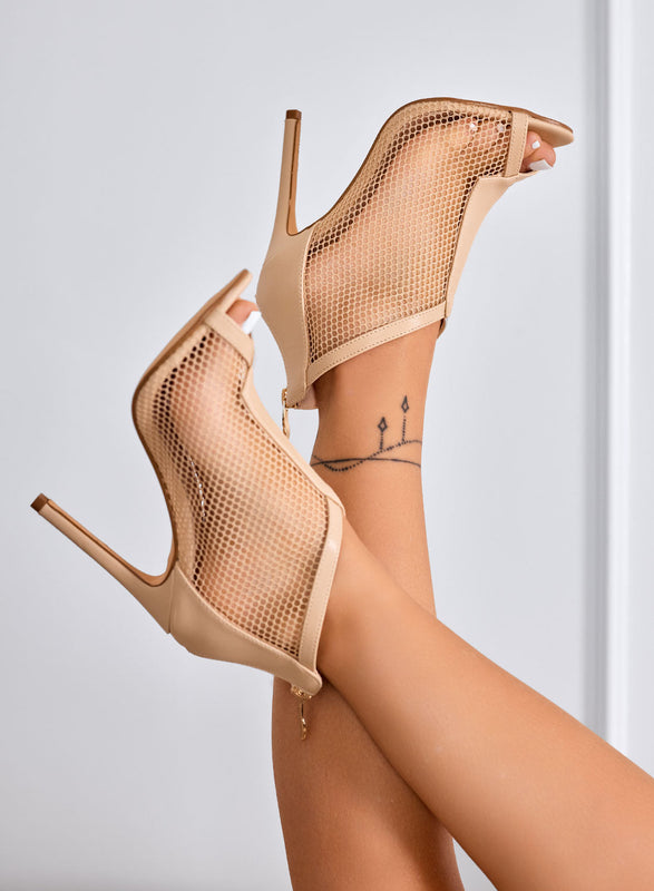 DIVINITY - Sandalias Alexoo beige perforadas con tacón alto