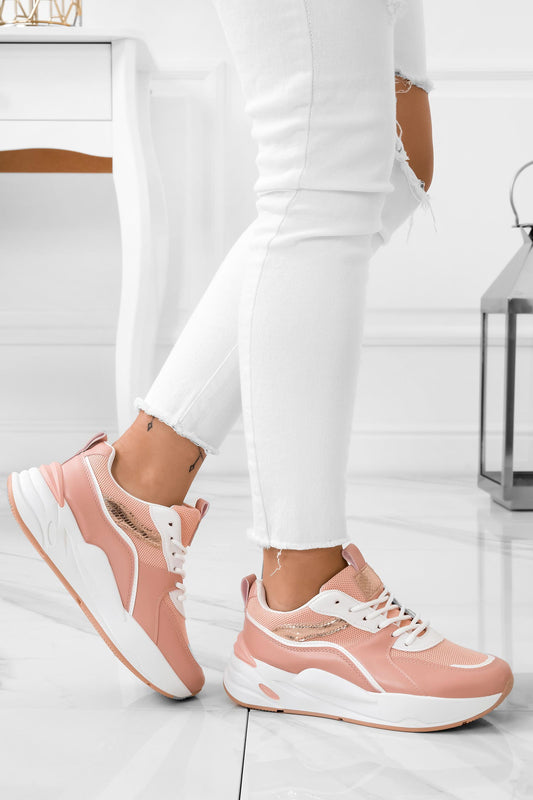 MOLLY - Zapatillas rosas con detalles en oro rosa