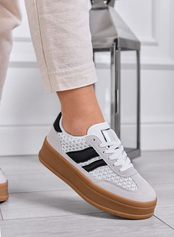 MARISOL - Sneakers grigie con inserti neri e suola in gomma