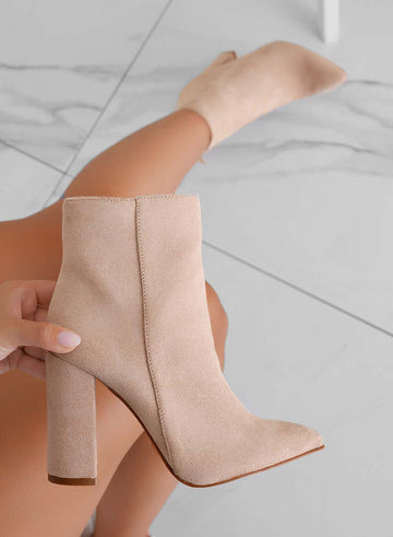 DORIS - Botines beige de ante con tacon alto