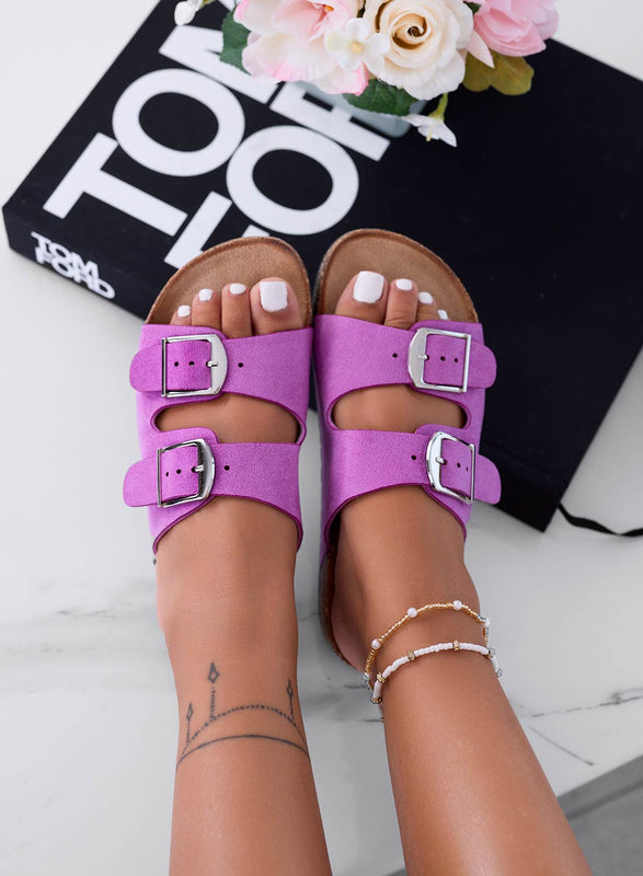 ROXY - Pantuflas de ante violeta con hebillas