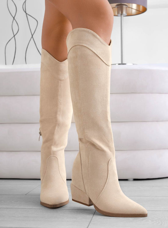 LINZI - Botas camperas de ante beige