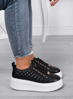 DALILA - Zapatillas plataforma con suela alta acolchadas negras