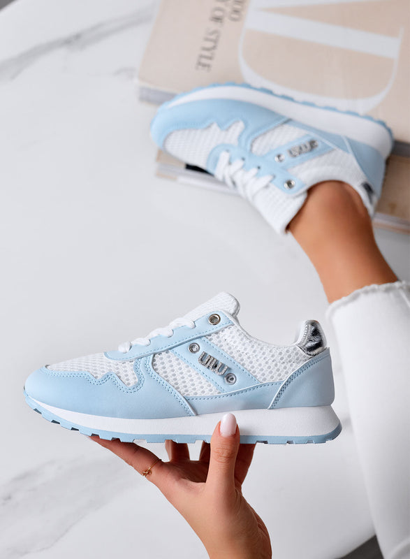 ARMIDA - Zapatillas Azules Deportivas con Insertos en Tejido y Detalles en Plata