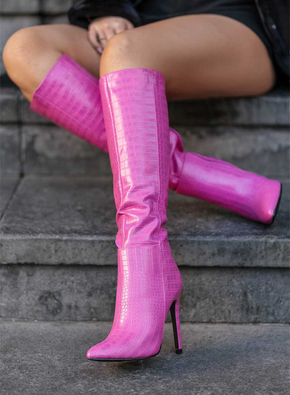 BRENDA - Botas Alexoo fucsia con tacón alto