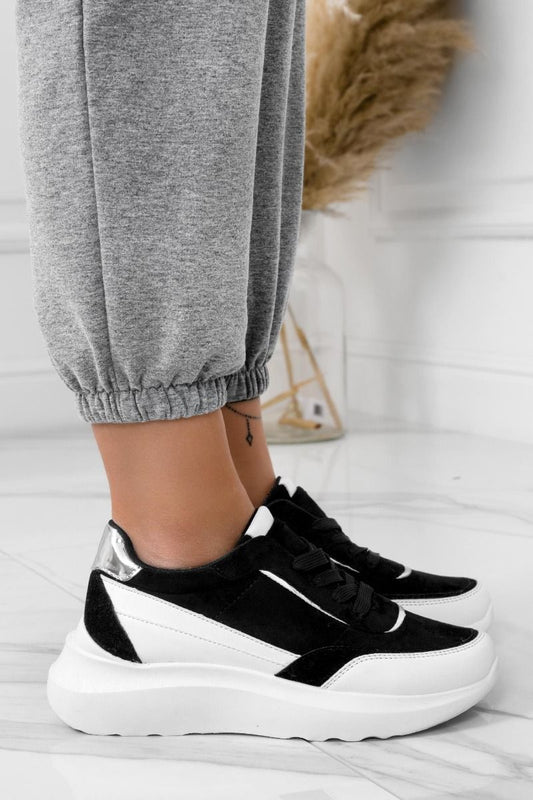 DONATA - Zapatillas blancas con paneles negros a contraste