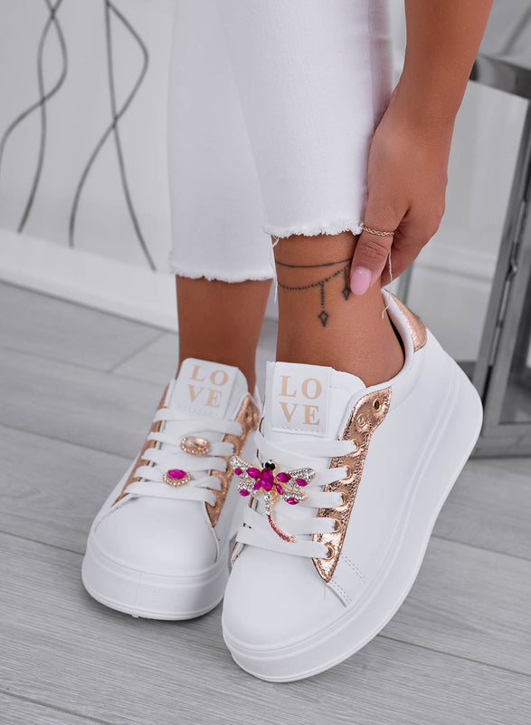 CELY - Zapatillas joya en oro blanco con libélula