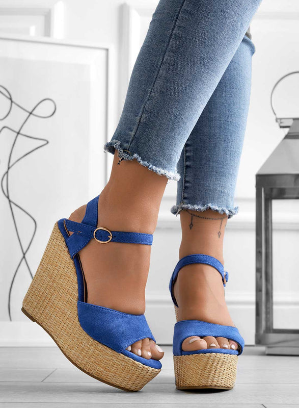 DAKOTA - Alexoo blue wedge sandals