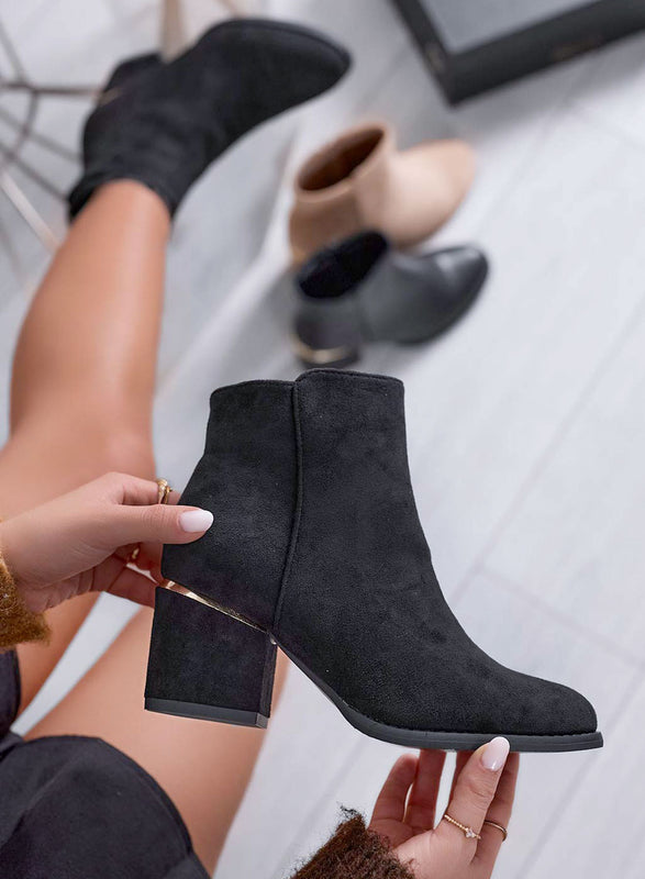 DARIA - Botines negros de ante Alexoo con tacón cómodo