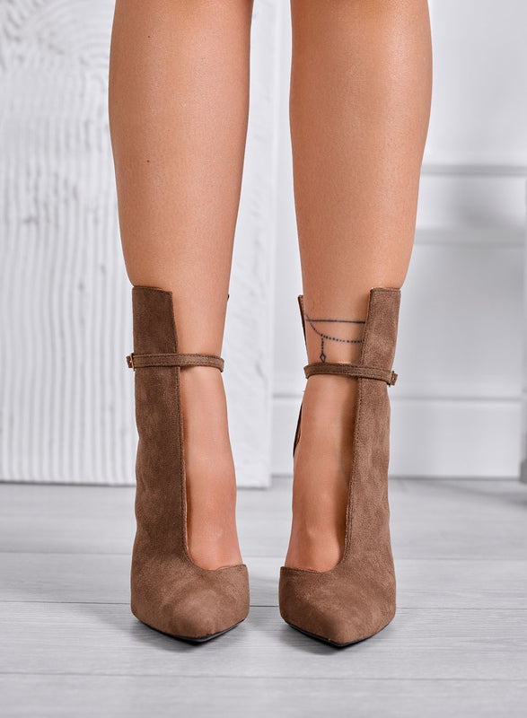 ADELAIDE - Mud ankle boots with side opening and high stiletto heel