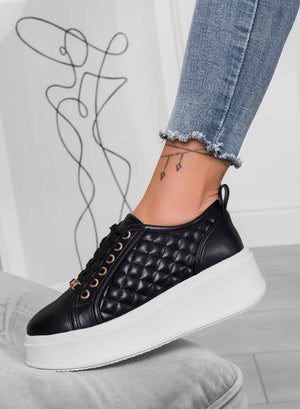 DALILA - Zapatillas plataforma con suela alta acolchadas negras
