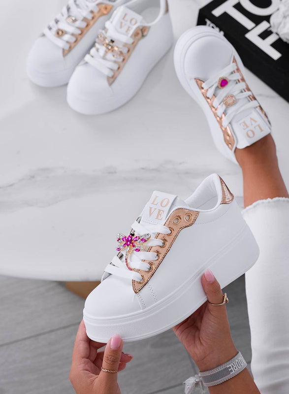 CELY - Zapatillas joya en oro blanco con libélula