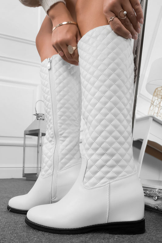 LIVIA - Botas blancas efecto acolchado con cuña interior