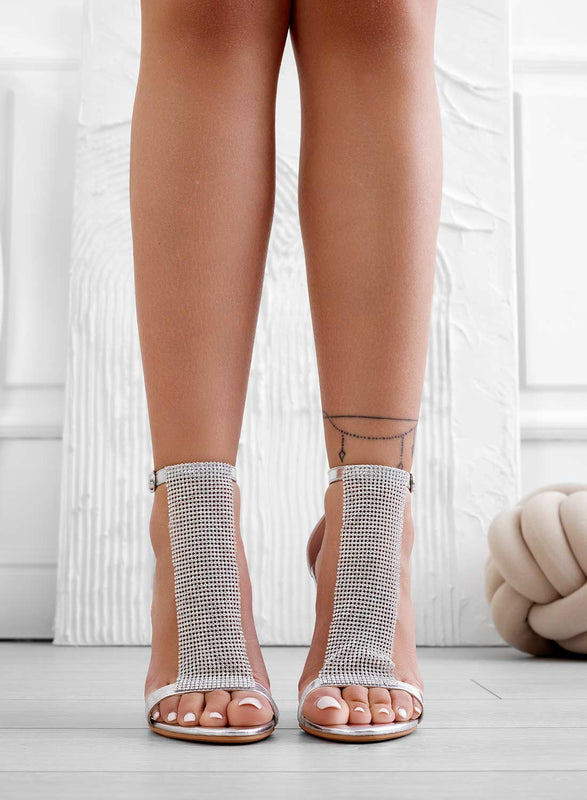 GLADYS - Sandali argento con fascia gioiello