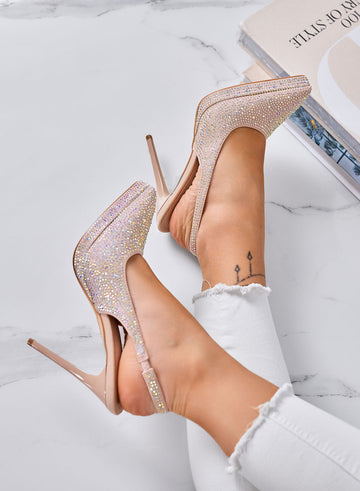 ALYSSA - Décolleté Nude Slingback con Detalles de Joya