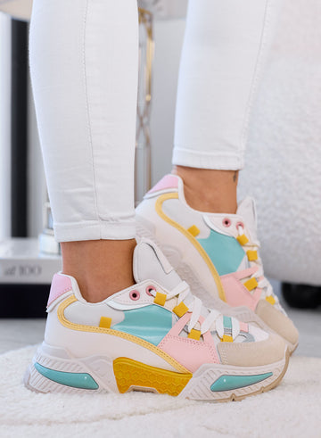 AMANDA - Sneakers Multicolor Pastello Chunky con Suola Platform