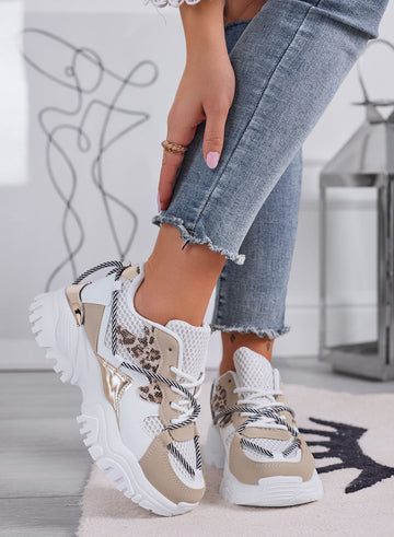 AMANDA - Zapatillas chunky beige con detalles animal print