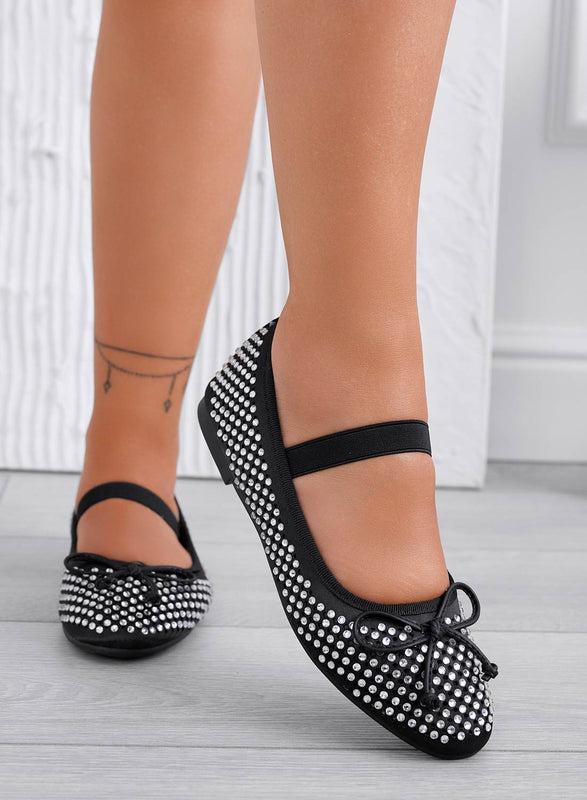 Ballerine nere gioiello con fiocco