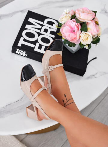 ARIZONA - Chaussures slingback beiges bicolores à bout noir