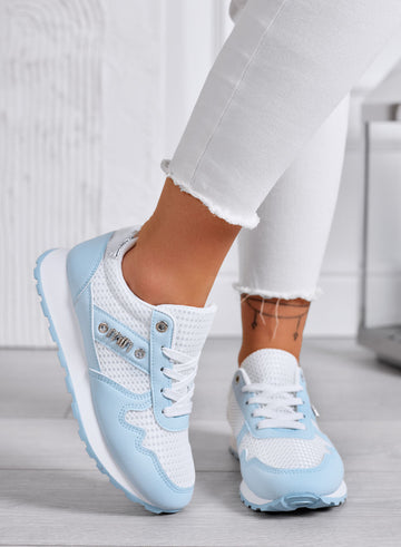 ARMIDA - Zapatillas Azules Deportivas con Insertos en Tejido y Detalles en Plata