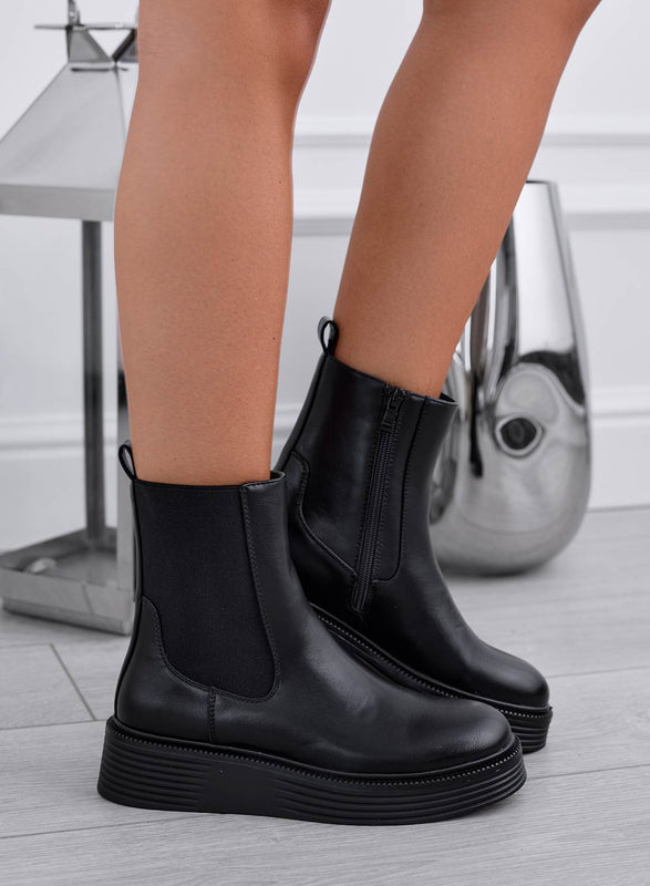 ATENA - Bottines noires avec élastique latéral
